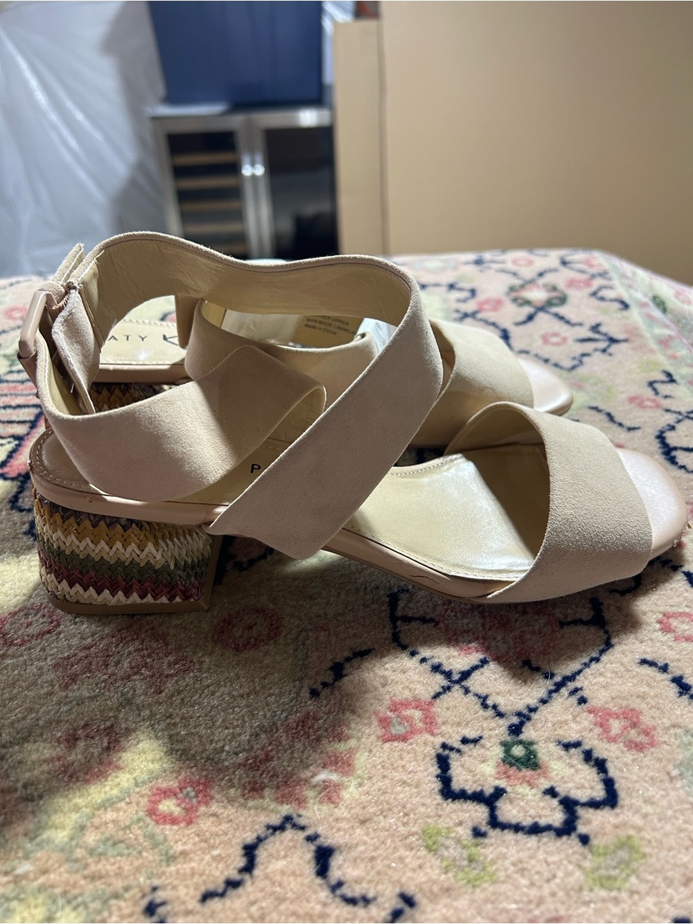 Katy Perry Collections Cream Crossband Block Heel Sandals